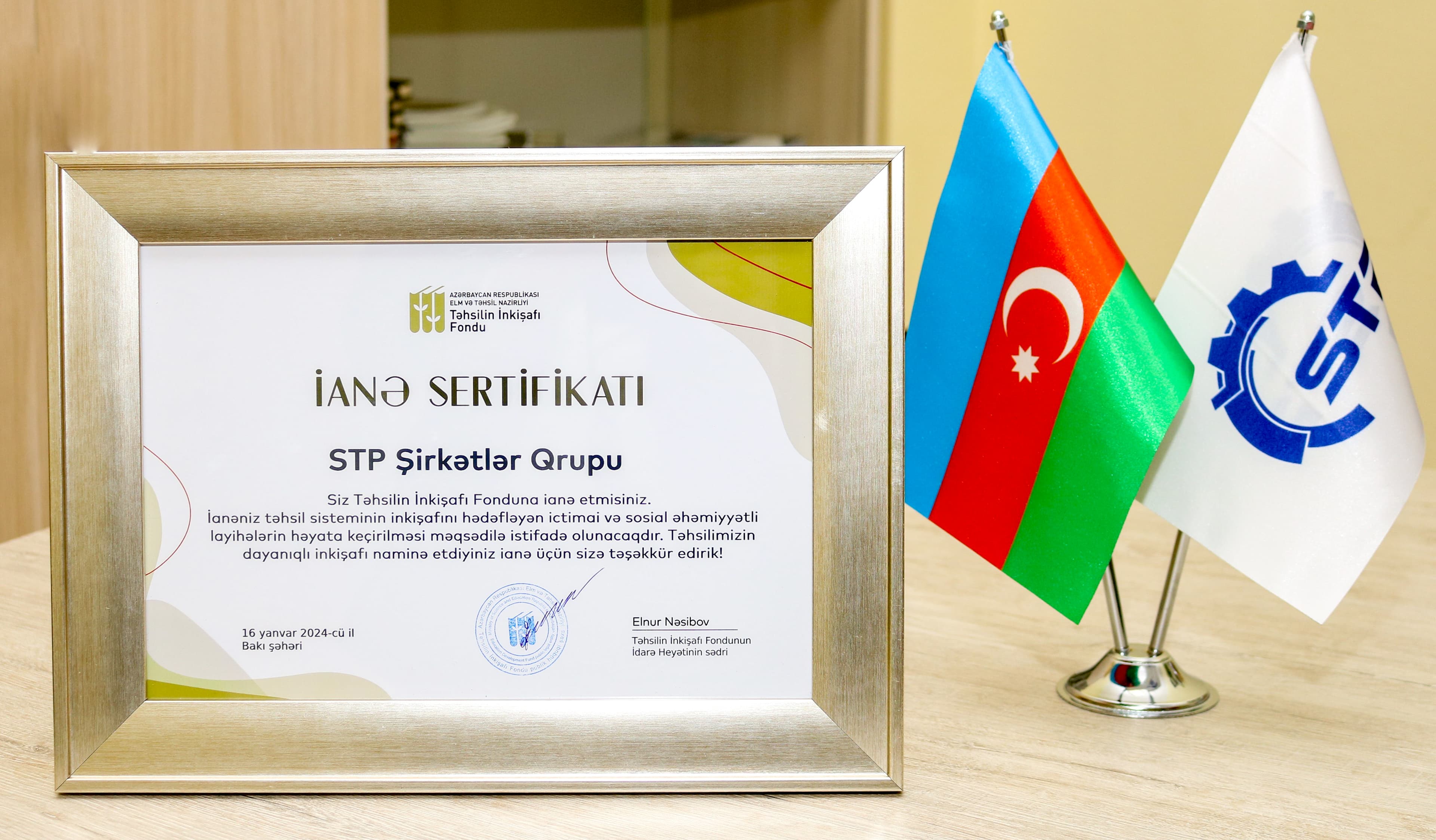 STP Şirkətlər Qrupu sertifikat ilə təltif olunub