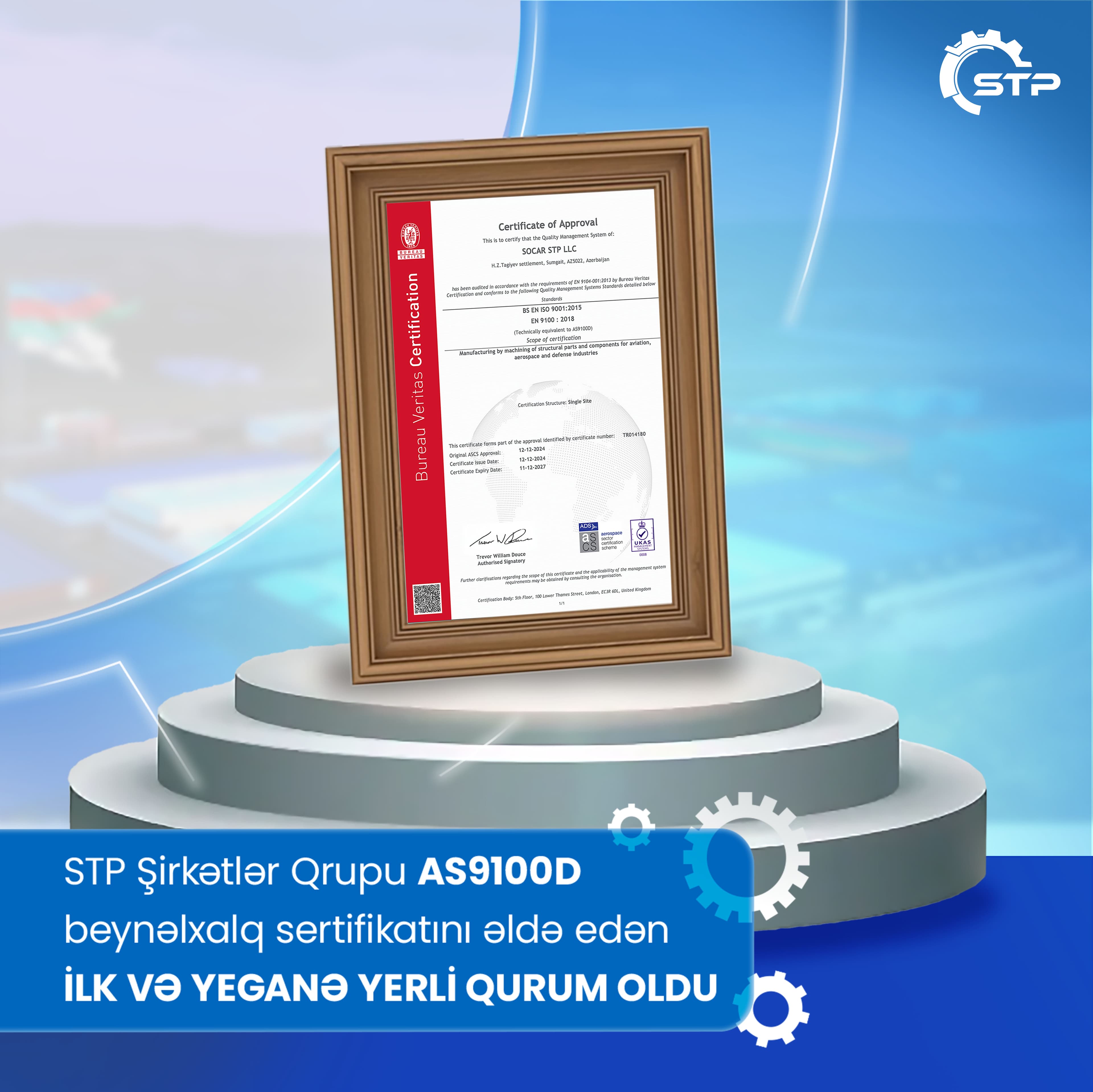 STP Şirkətlər Qrupu AS 9100D sertifikatını əldə edib